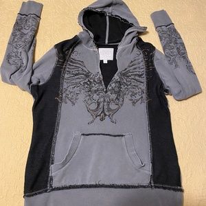 Rebel Hoodie with Bling Maurices Premium 3/4 zip slouchy hoodie   front pocket